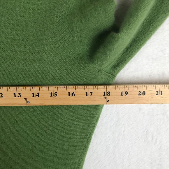 VTG CAROLE LITTLE Angora Lambs Wool Blend Shawl Collar Knit Sweater Sz M Green - Picture 8 of 8